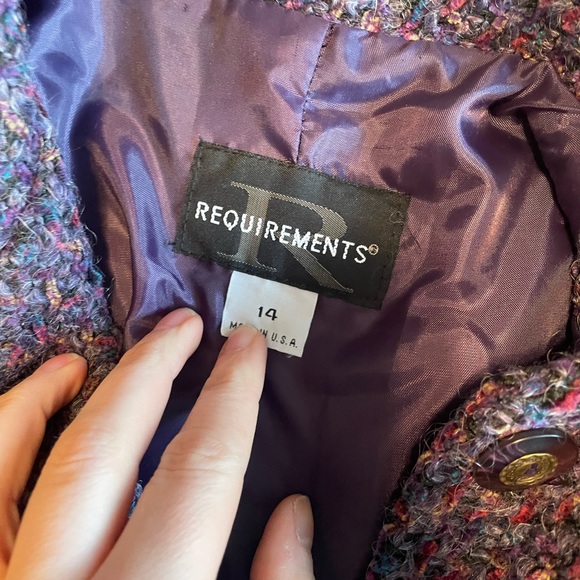 REQUIREMENTS Women’s Size 14 Textured Plum-Purple Tweed Jacket - Picture 2 of 3